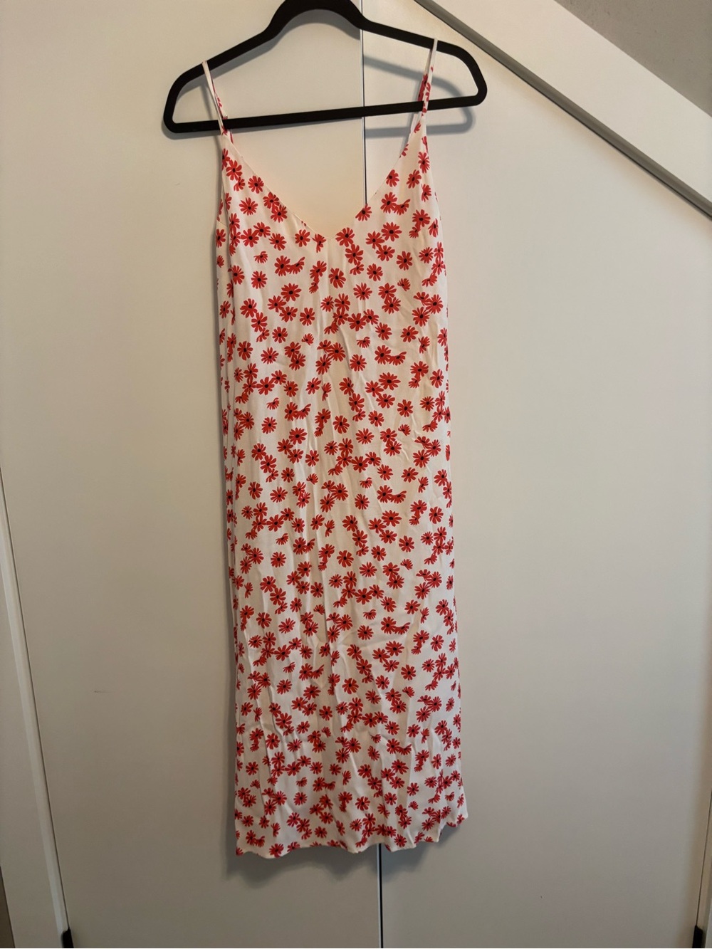 Reformation Slip Dress with Red Floral Print